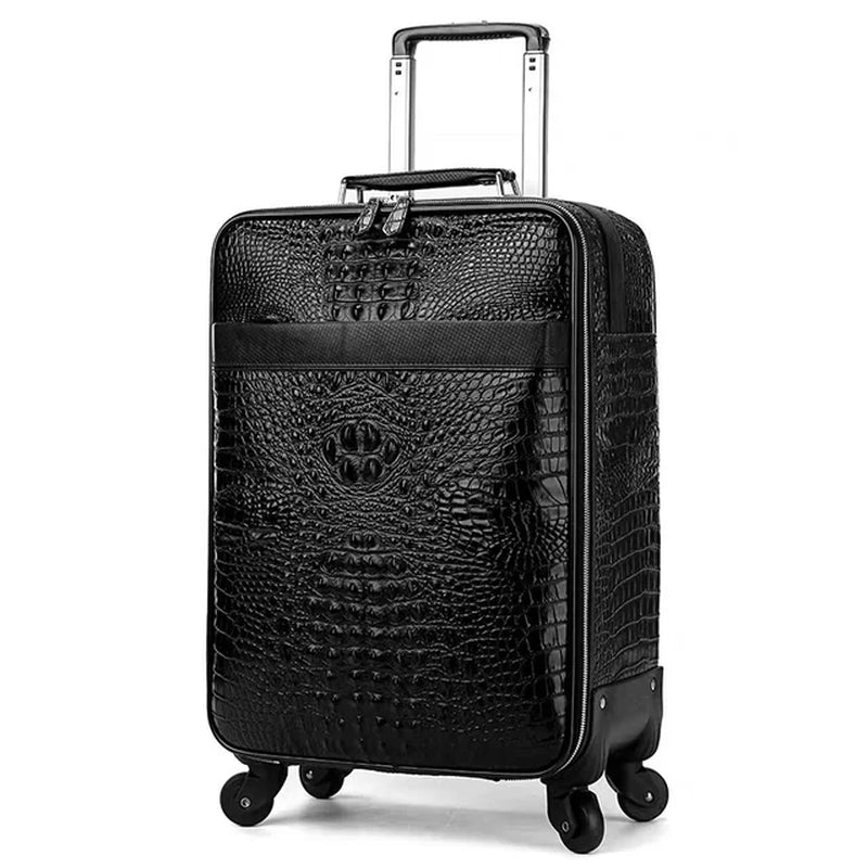 New Men Crocodile Head Layer Cowhide Luggage Sets Cabin Travel Bags on Wheels Business Trolley Suitcase with Handbag