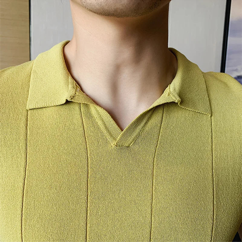 2023 High Quality Knitted Polo Shirt Men