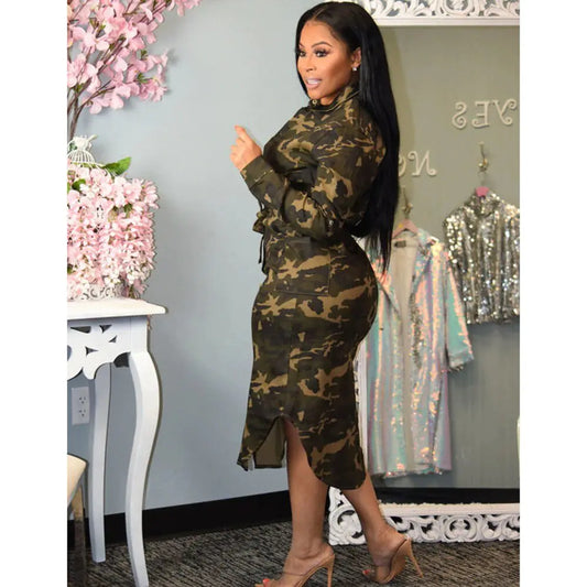 Casual Camouflage Long Dresses