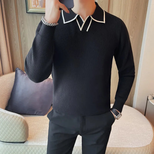 Brand Clothing Men Warm in Winter Lapel Knitted