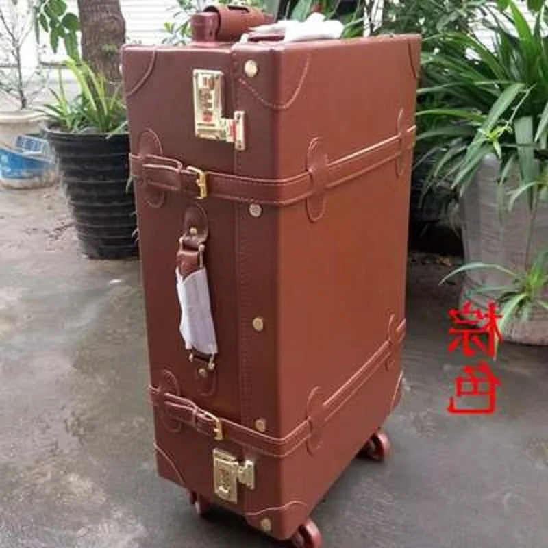 Women Password Luggaga Retro Trolley Suitcase Red Set with Handbagtravel Rolling Luggage 20 “ Inch